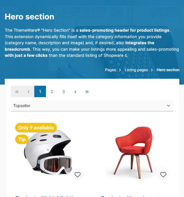 Dynamischer Kategorie-Header (Hero-Sektion)