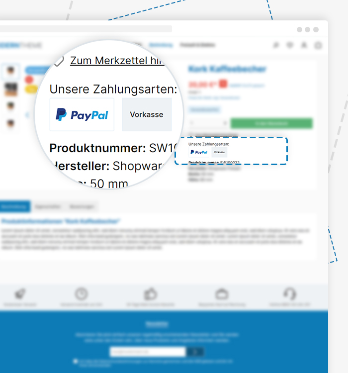 Zahlungsarten auf Produktseiten