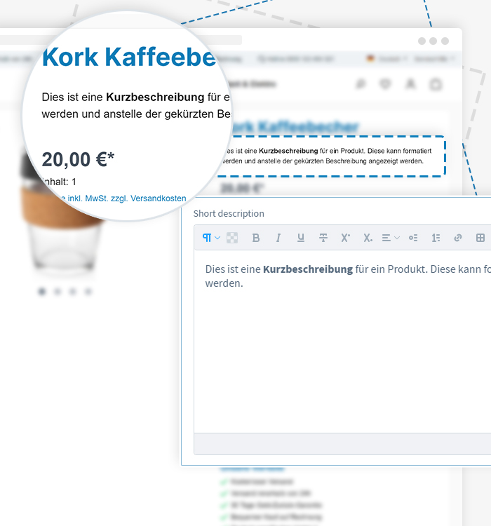 Kurzbeschreibung auf Produktseiten