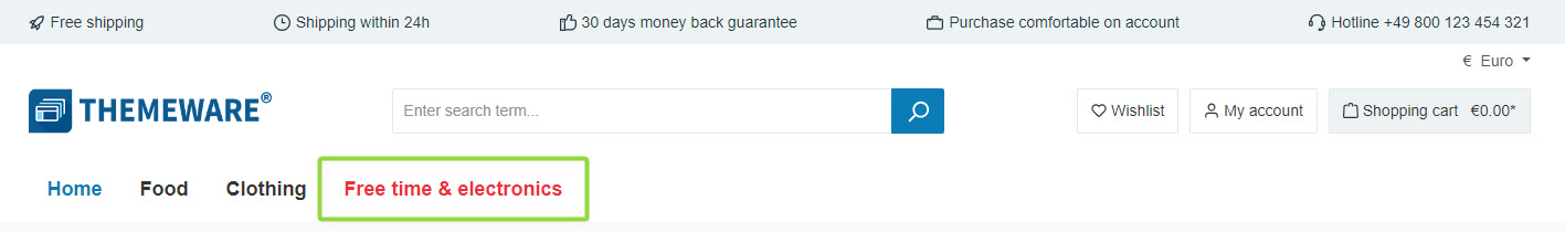 Kategorien hervorheben