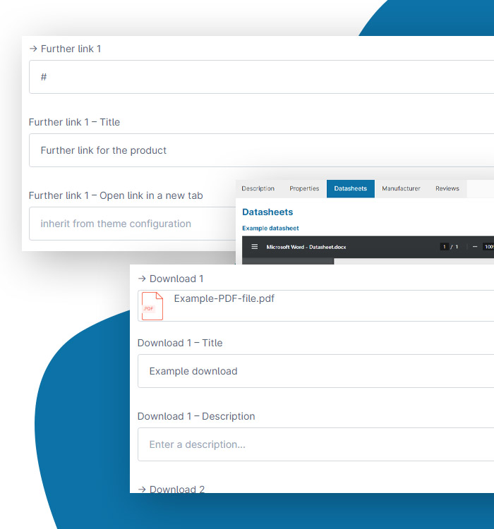 Produkt-Zusatzfelder / -Tabs