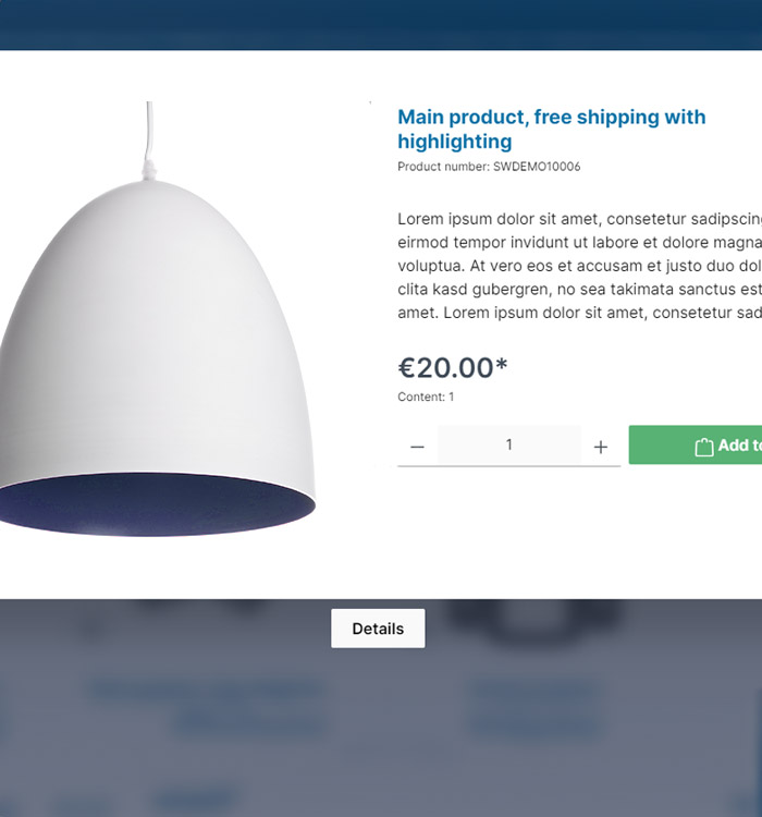 Quickview für Produkte in Produktlistings